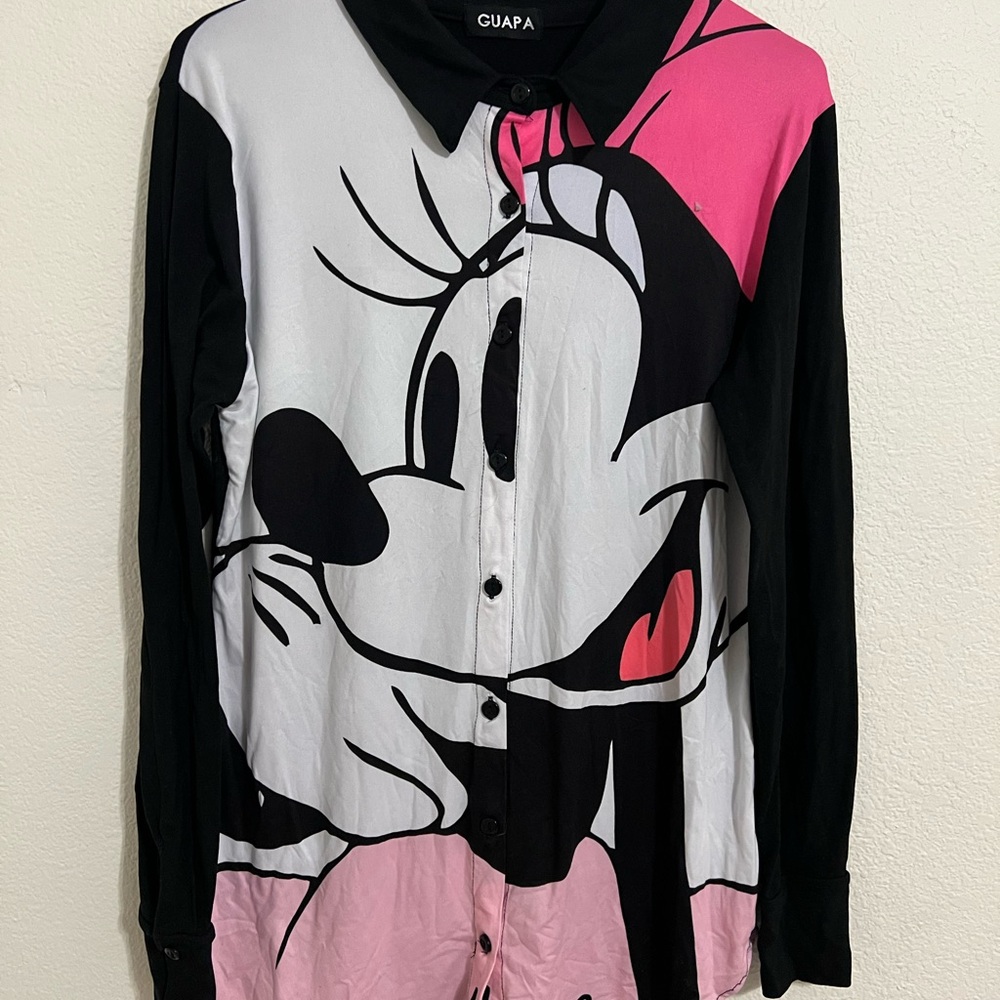 Guapa Disney Minnie Mouse Long Sleeve Dress - Black and Pink